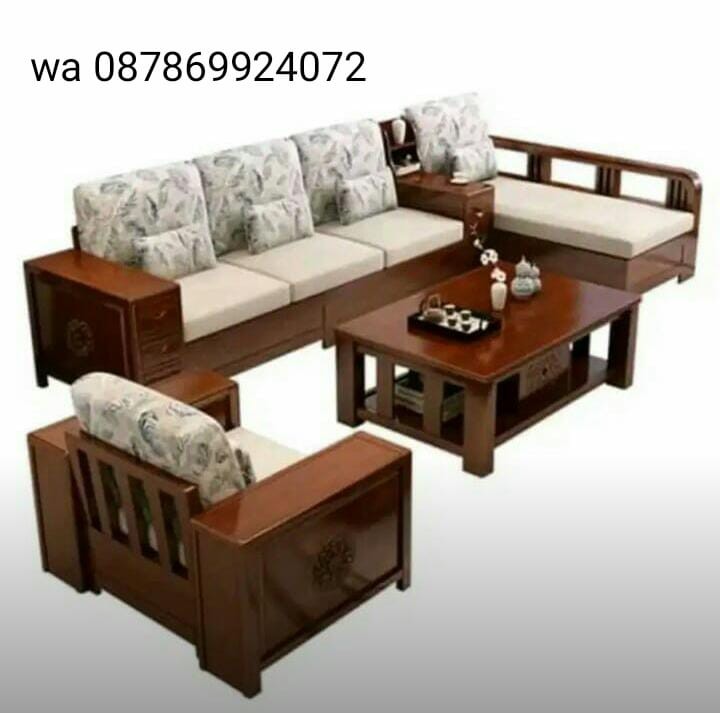 Kursi meja sofa tamu minimalis kayu jati Jepara